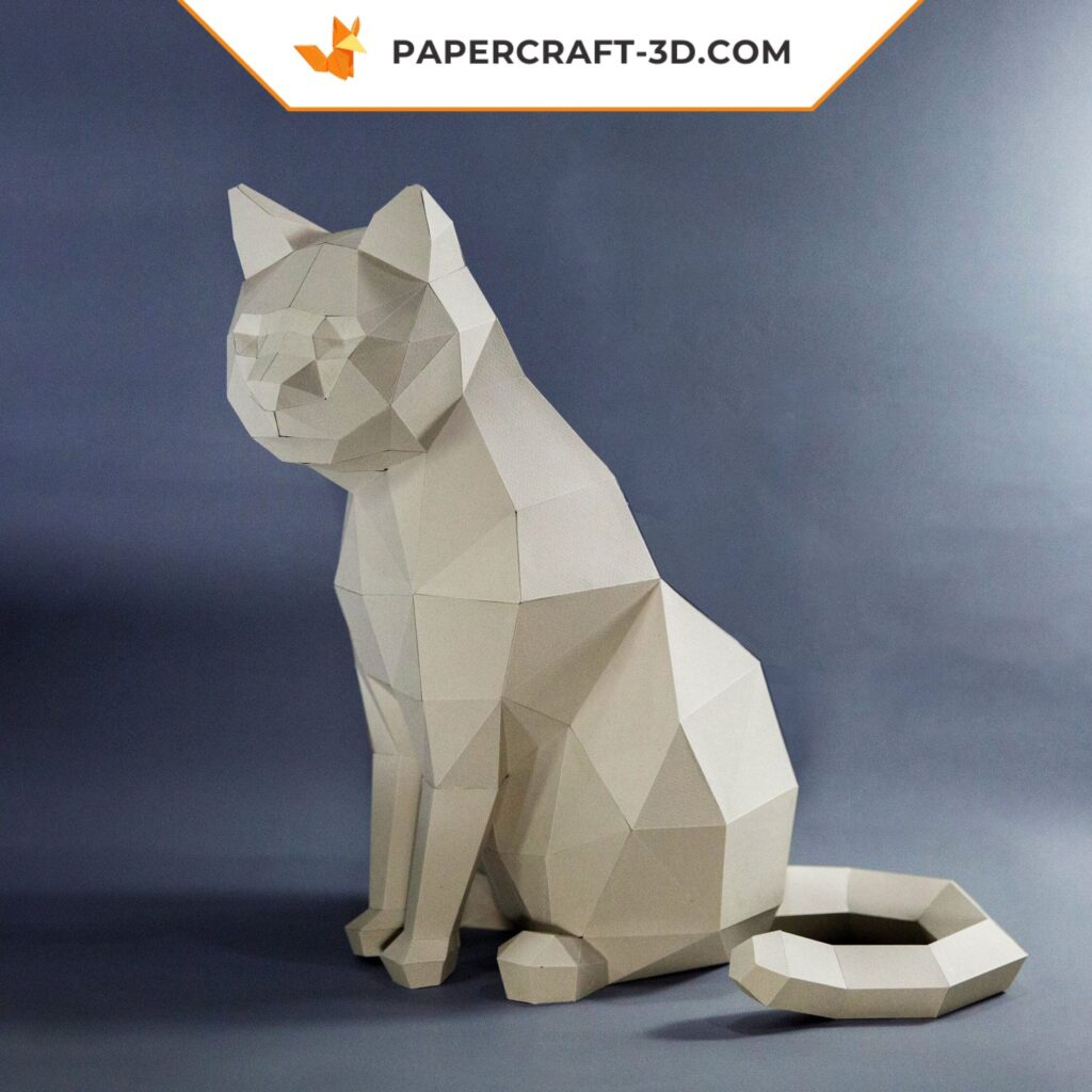 Papercraft cat in 3D origami