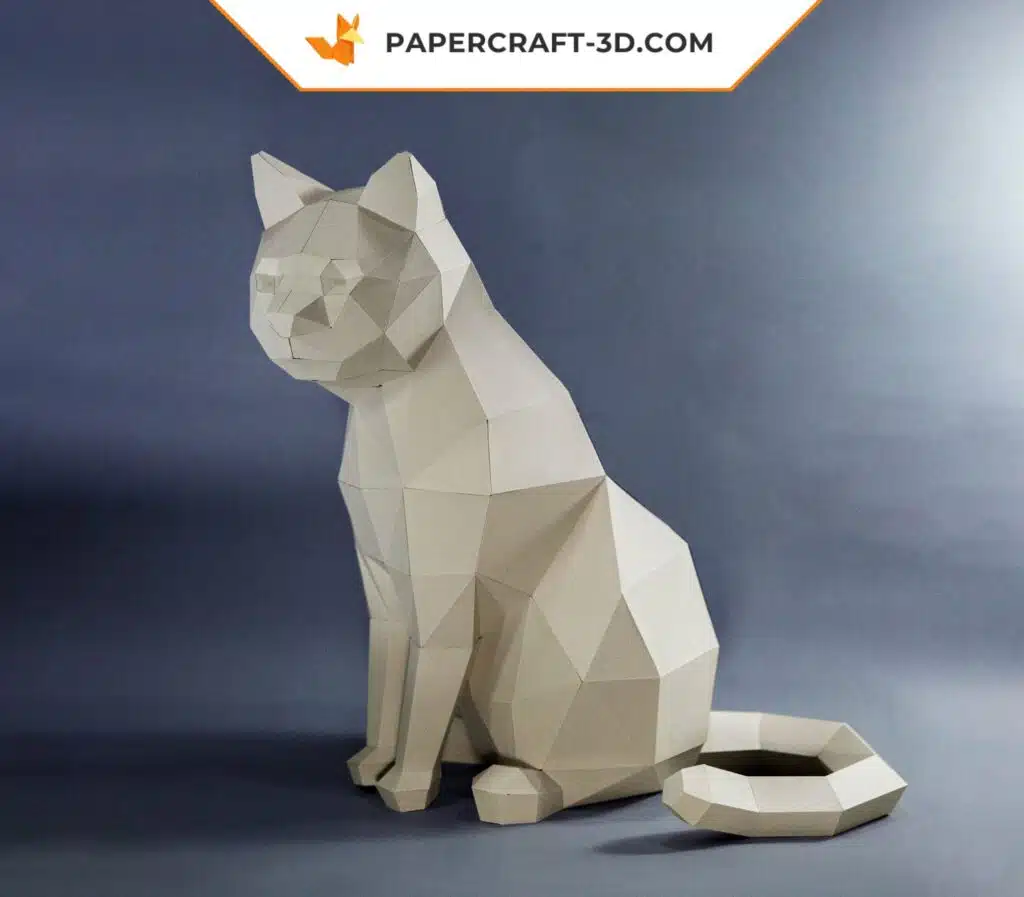 Papercraft chat origami papier 3D modèle digital DIY