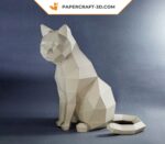 Papercraft cat in 3D origami