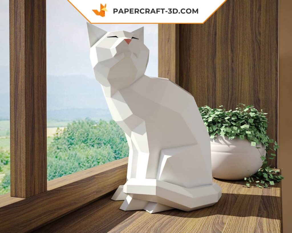 3D Origami Cat Papercraft