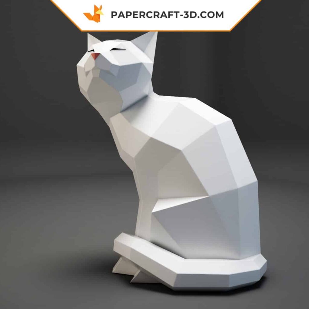 Papercraft cat in 3D origami