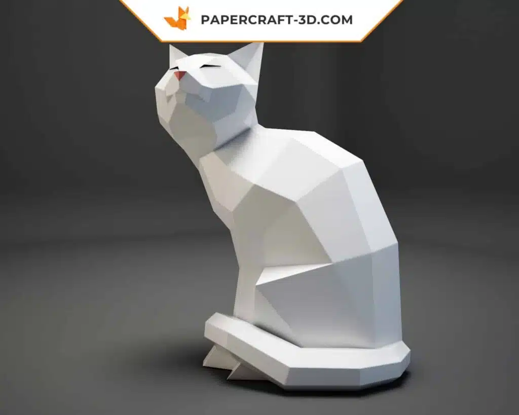 Papercraft chat origami papier 3D modèle PDF, weergave 2