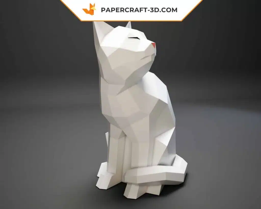 Papercraft chat origami papier 3D modèle PDF, weergave 3
