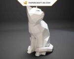 Papercraft cat in 3D origami