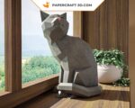 Papercraft cat in 3D origami
