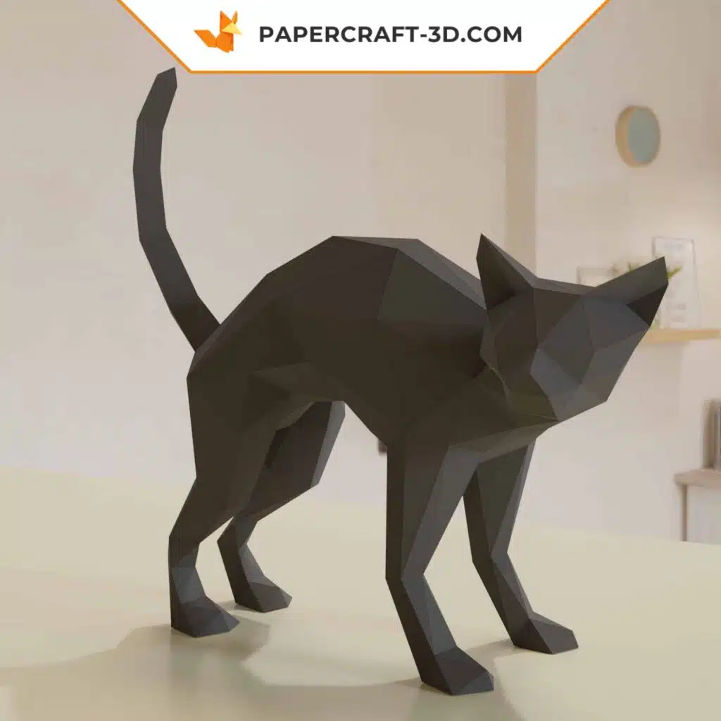 Papercraft gatto per Halloween in origami 3D