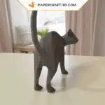 Papercraft Katze für Halloween als 3D-Origami, Ansicht 3