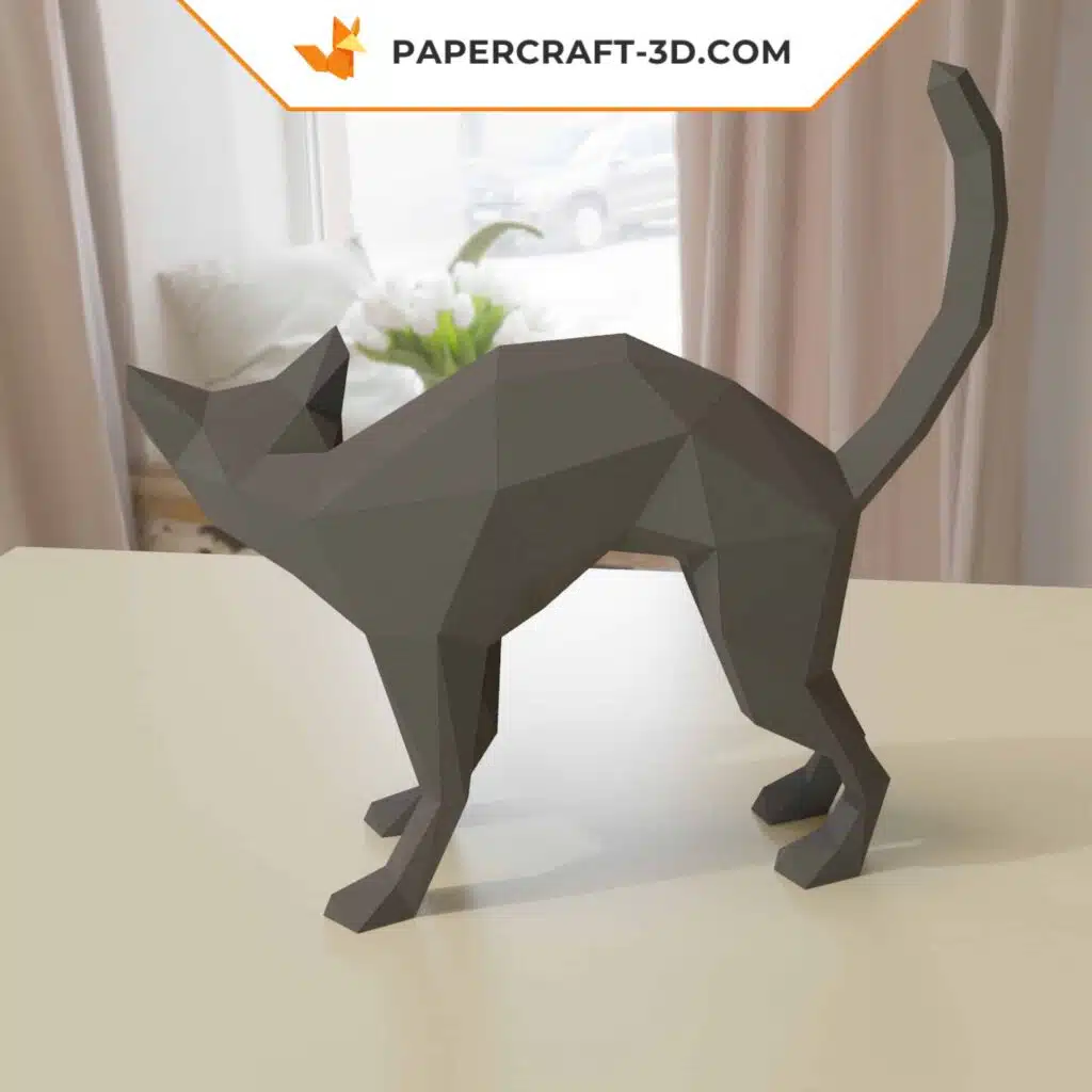 Papercraft Katze für Halloween als 3D-Origami, Ansicht 4