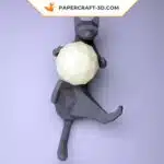 Papercraft chat paresseux en origami papier 3D, weergave 2