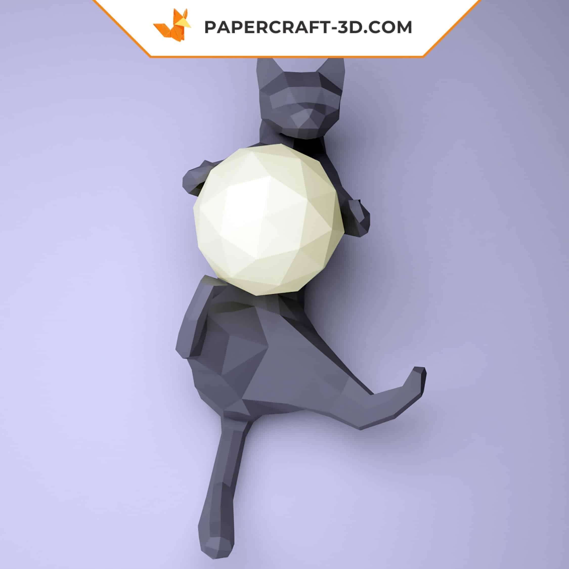 Papercraft lazy cat in 3D origami