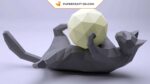 Papercraft lazy cat in 3D origami