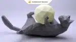 Papercraft chat paresseux en origami papier 3D, weergave 4
