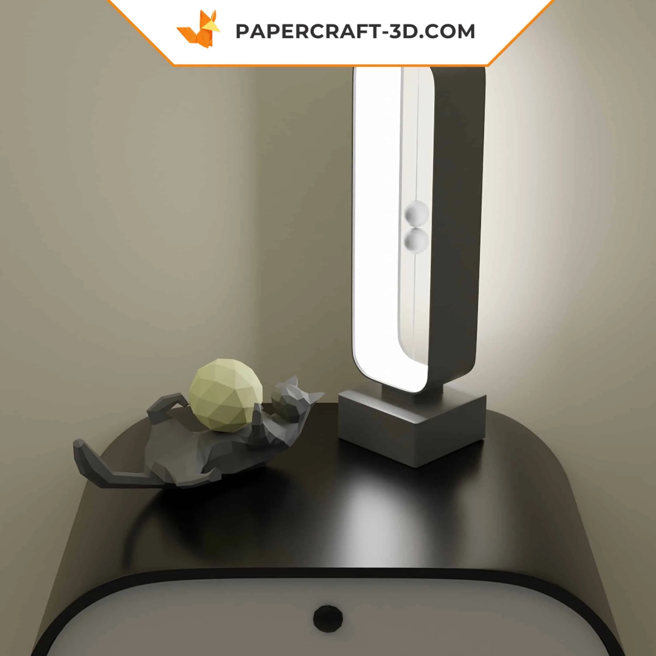 Papercraft chat paresseux en origami papier 3D, weergave 5