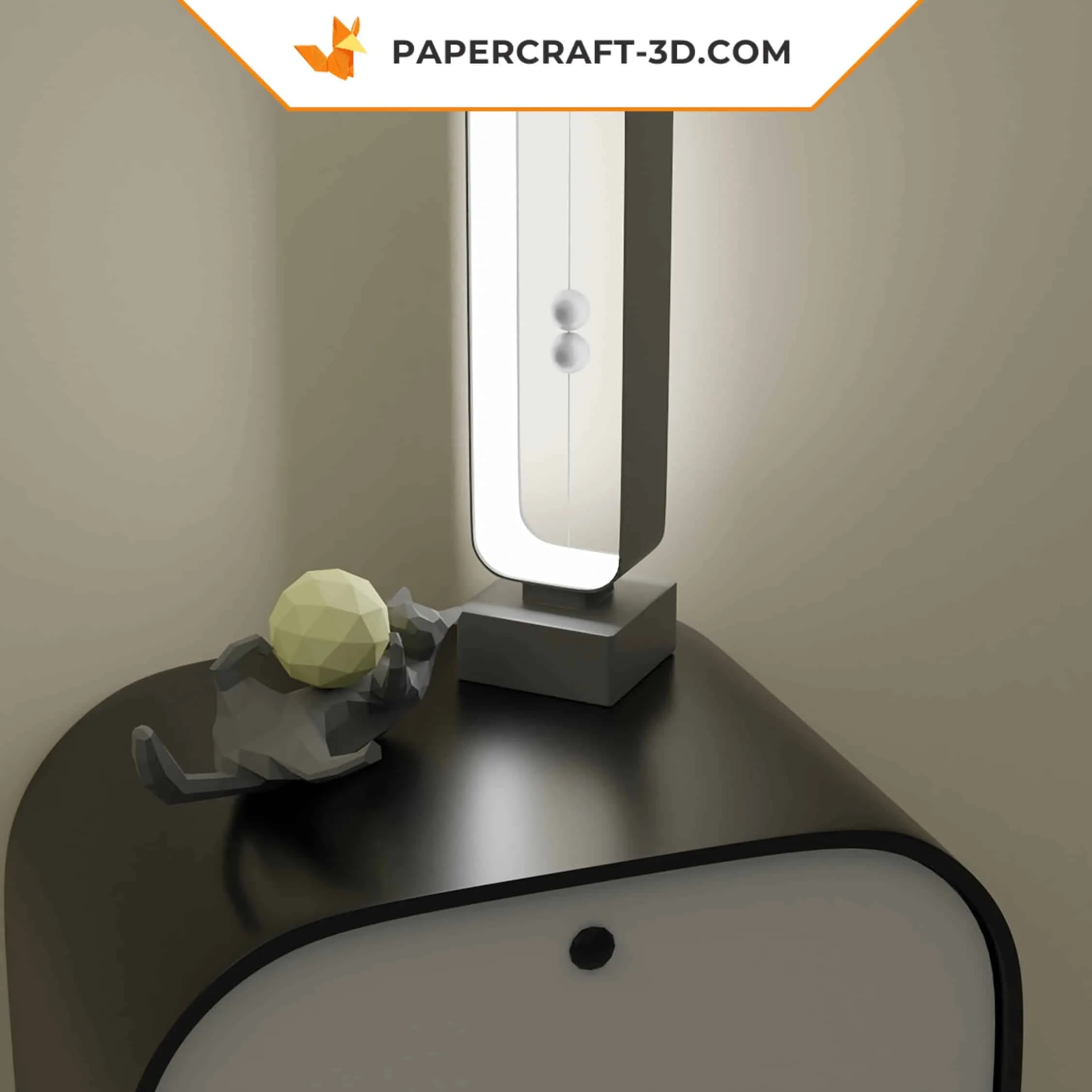 Papercraft chat paresseux en origami papier 3D, weergave 6