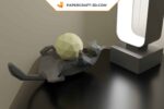 Papercraft lazy cat in 3D origami