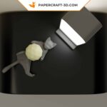 Papercraft lazy cat in 3D origami