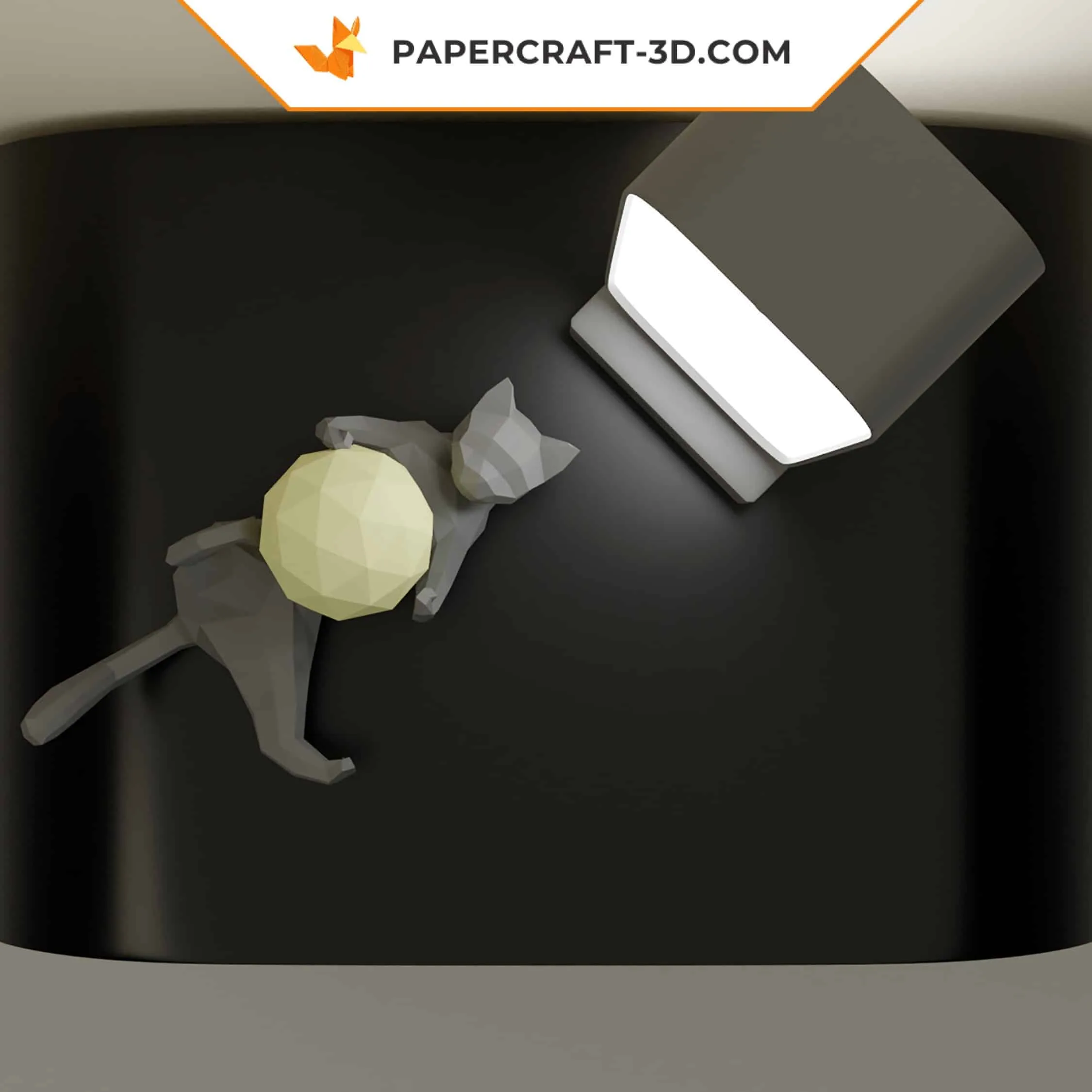 Papercraft chat paresseux en origami papier 3D, weergave 8