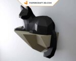 Papercraft gatto su una roccia in 3D origami