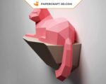 Papercraft gatto su una roccia in 3D origami