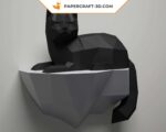 Papercraft gatto su una roccia in 3D origami