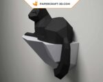 Papercraft gatto su una roccia in 3D origami
