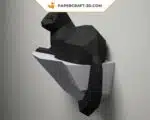 Papercraft chat sur un rocher, construction murale en papier 3D, weergave 6