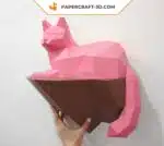 Papercraft chat sur un rocher, construction murale en papier 3D, weergave 7