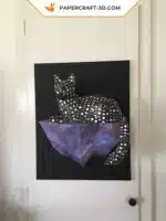 Papercraft chat sur un rocher, construction murale en papier 3D, weergave 8