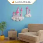 Papercraft Château dans les Nuages origami papier 3D DIY, weergave 4