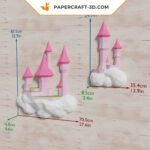 Papercraft de castillo en las nubes en origami 3D