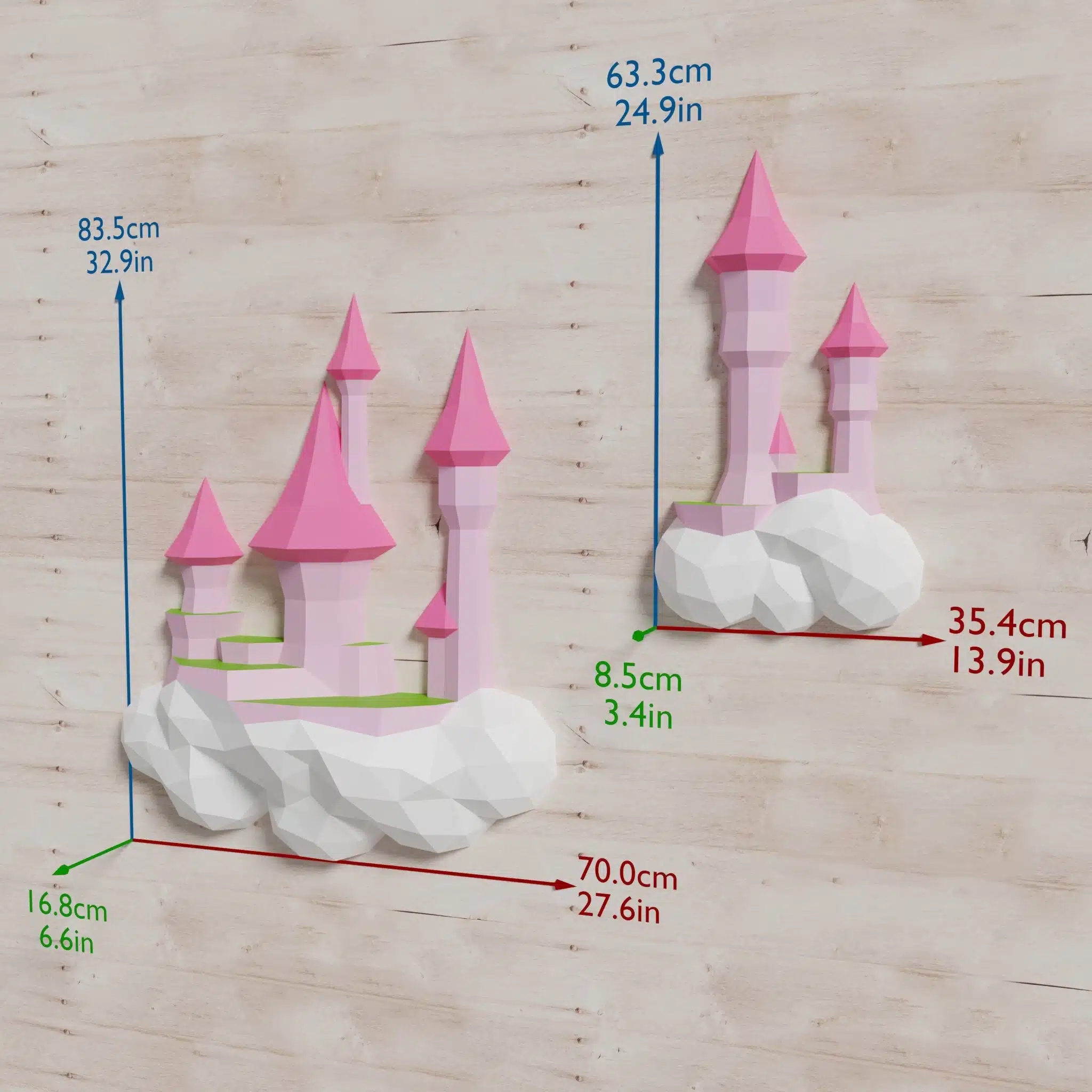 Papercraft Château dans les Nuages origami papier 3D DIY, weergave 5