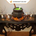 Papercraft de chaudron de sorcière en origami 3D