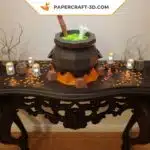 Papercraft chaudron de sorcière origami papier 3D DIY pour décoration Halloween