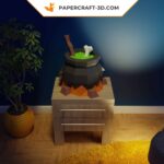 Papercraft de chaudron de sorcière en origami 3D