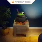 Papercraft chaudron de sorcière origami papier 3D DIY pour décoration Halloween, weergave 2