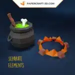 Papercraft chaudron de sorcière origami papier 3D DIY pour décoration Halloween, weergave 3