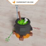 Papercraft de chaudron de sorcière en origami 3D