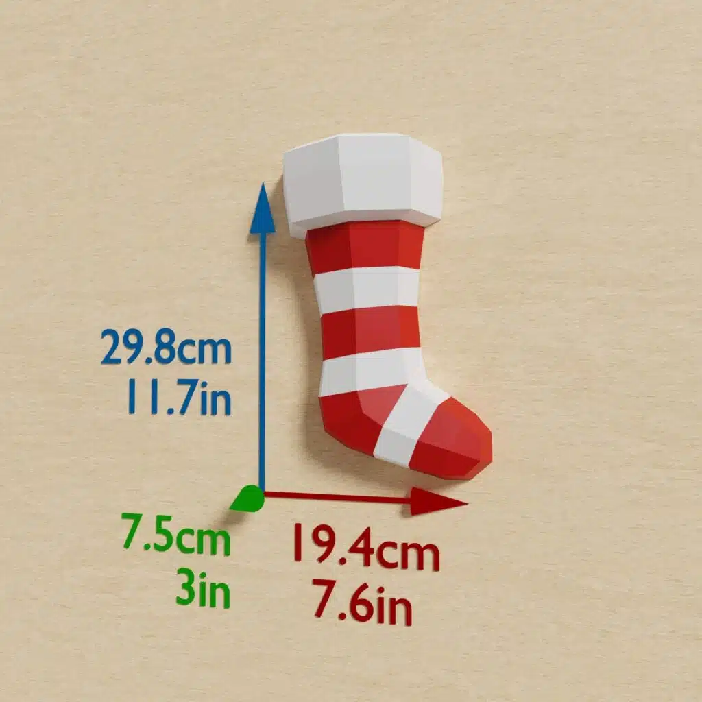 Papercraft chaussette de Noël en origami 3D