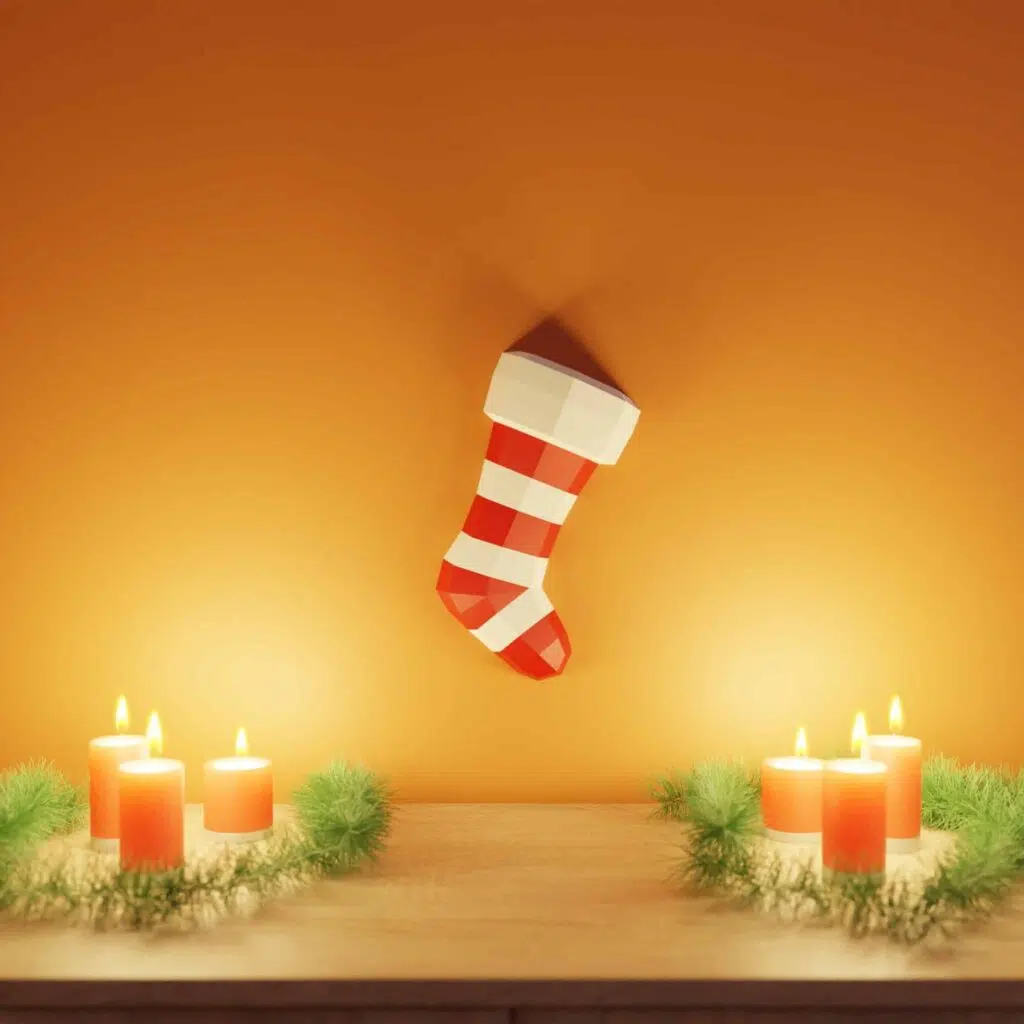 Papercraft Weihnachtsstrumpf aus 3D-Origami