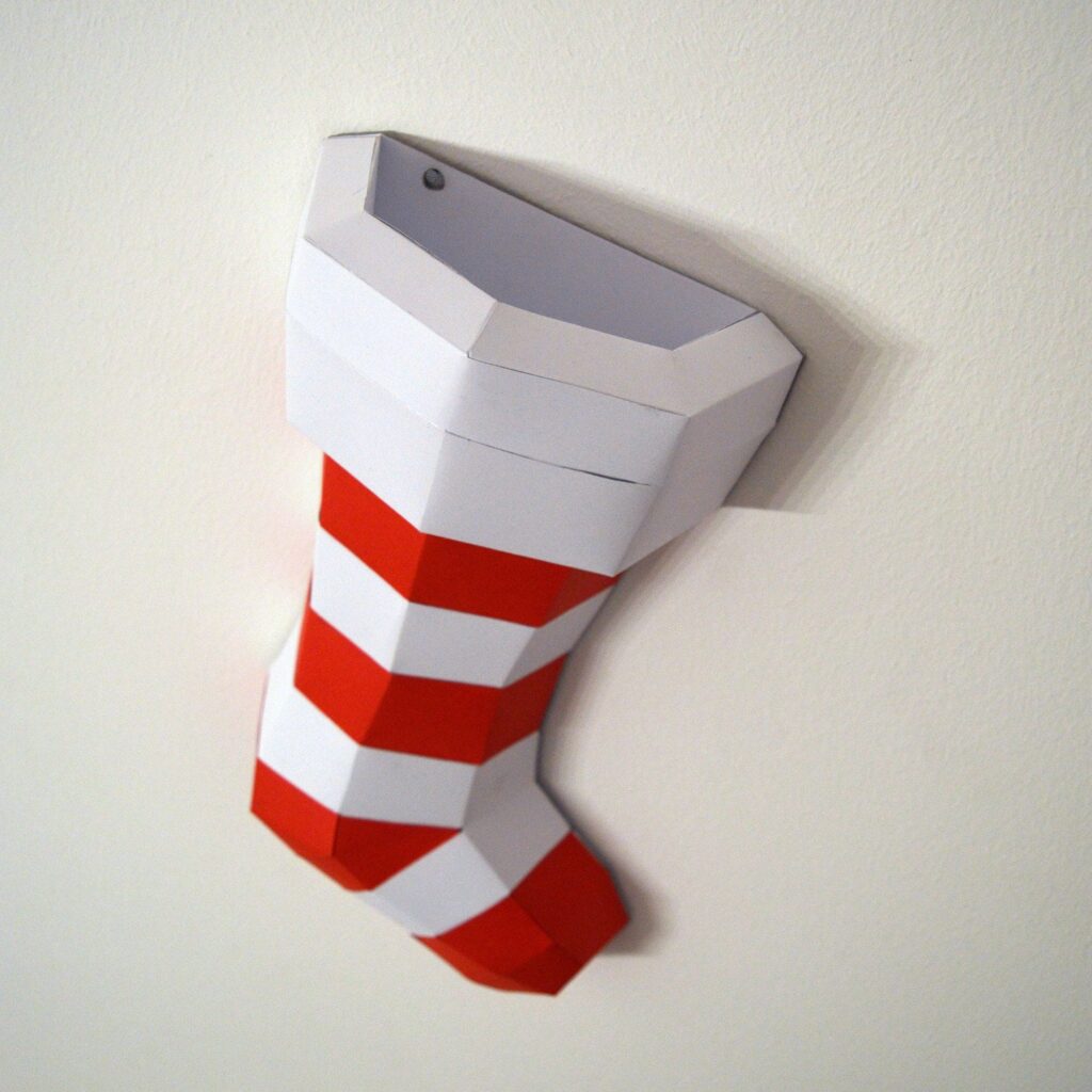 Papercraft meia de Natal em origami 3D