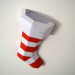 Papercraft de meia de Natal em origami 3D