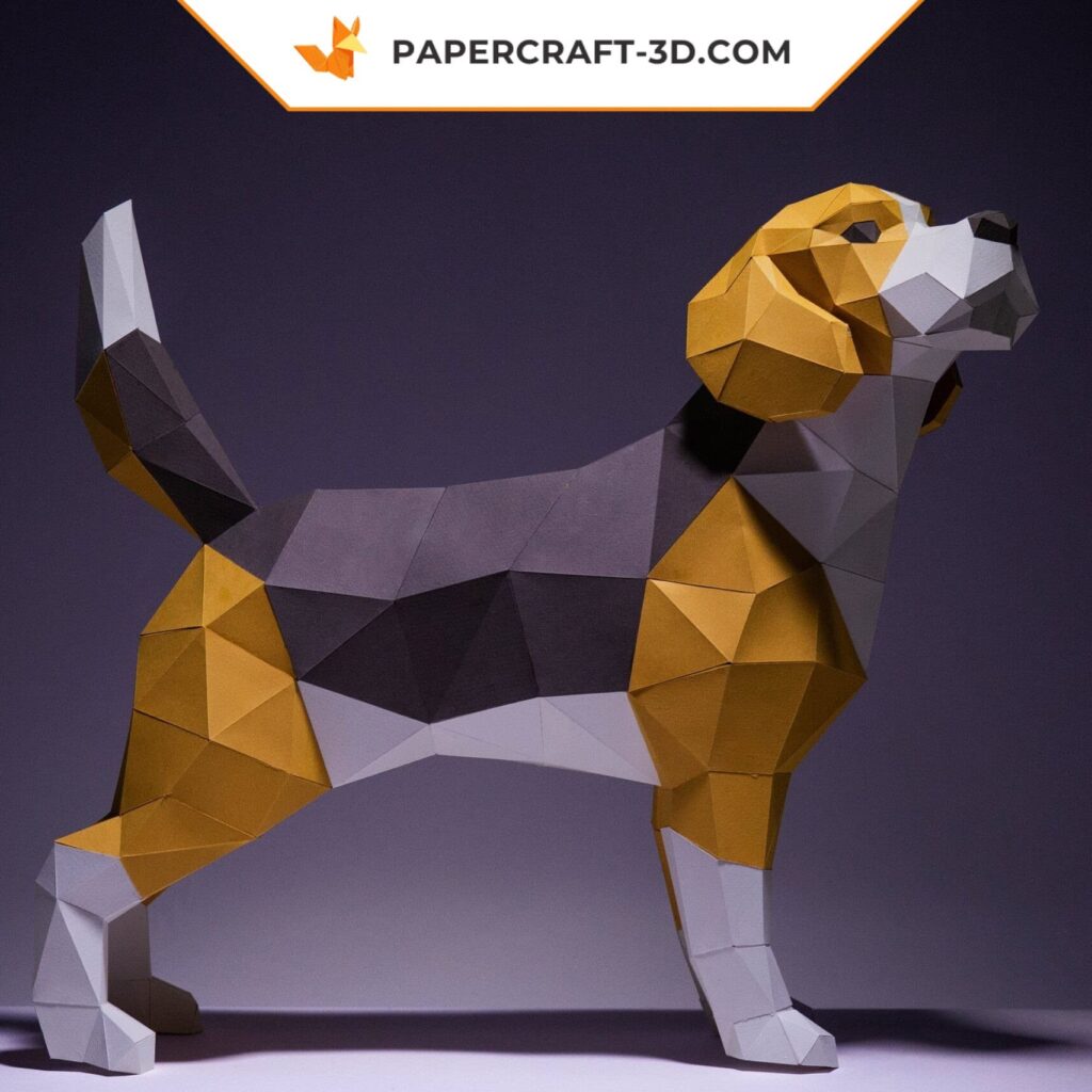 Papercraft chien Beagle en origami 3D