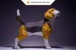 Papercraft chien Beagle origami papier 3D, weergave 2
