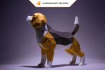 Papercraft Beagle dog in 3D origami