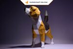 Papercraft Beagle dog in 3D origami