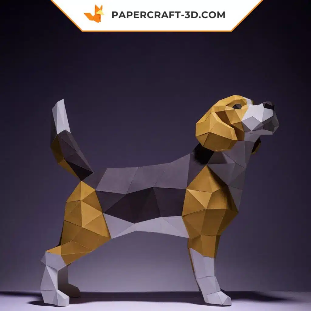Papercraft Beagle-Hund als 3D-Origami