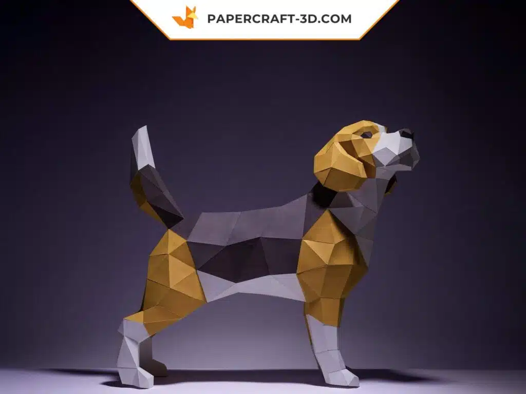 Papercraft chien Beagle origami papier 3D