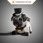 Papercraft chien carlin mignon en origami 3D