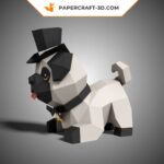 Papercraft chien carlin mignon en origami 3D