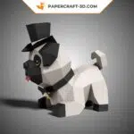 Papercraft chien carlin mignon en origami 3D, weergave 5